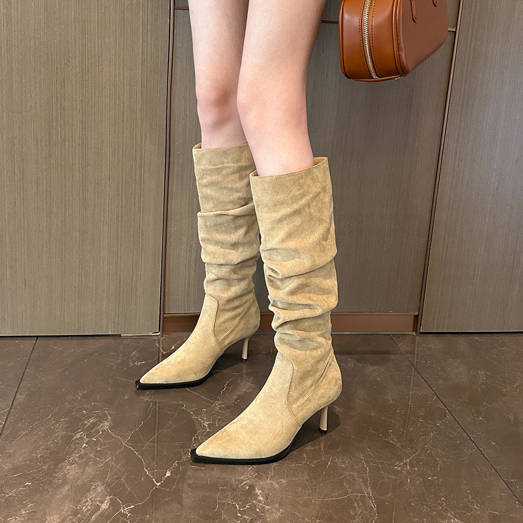 Pointed Toe Skinny Boots Below The Knee Boots