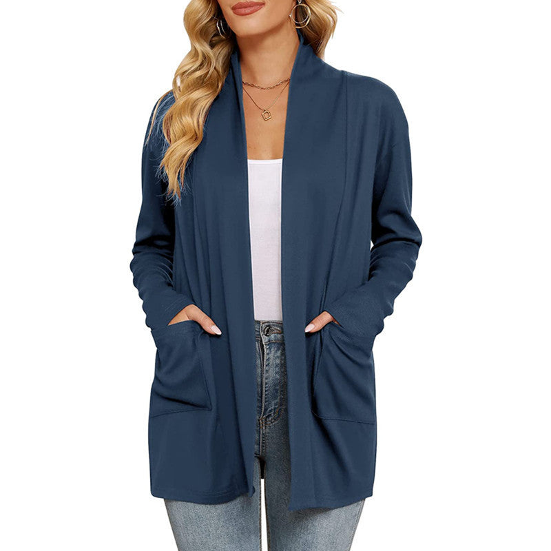 Women's Casual Loose Long Sleeve Pocket Cardigan