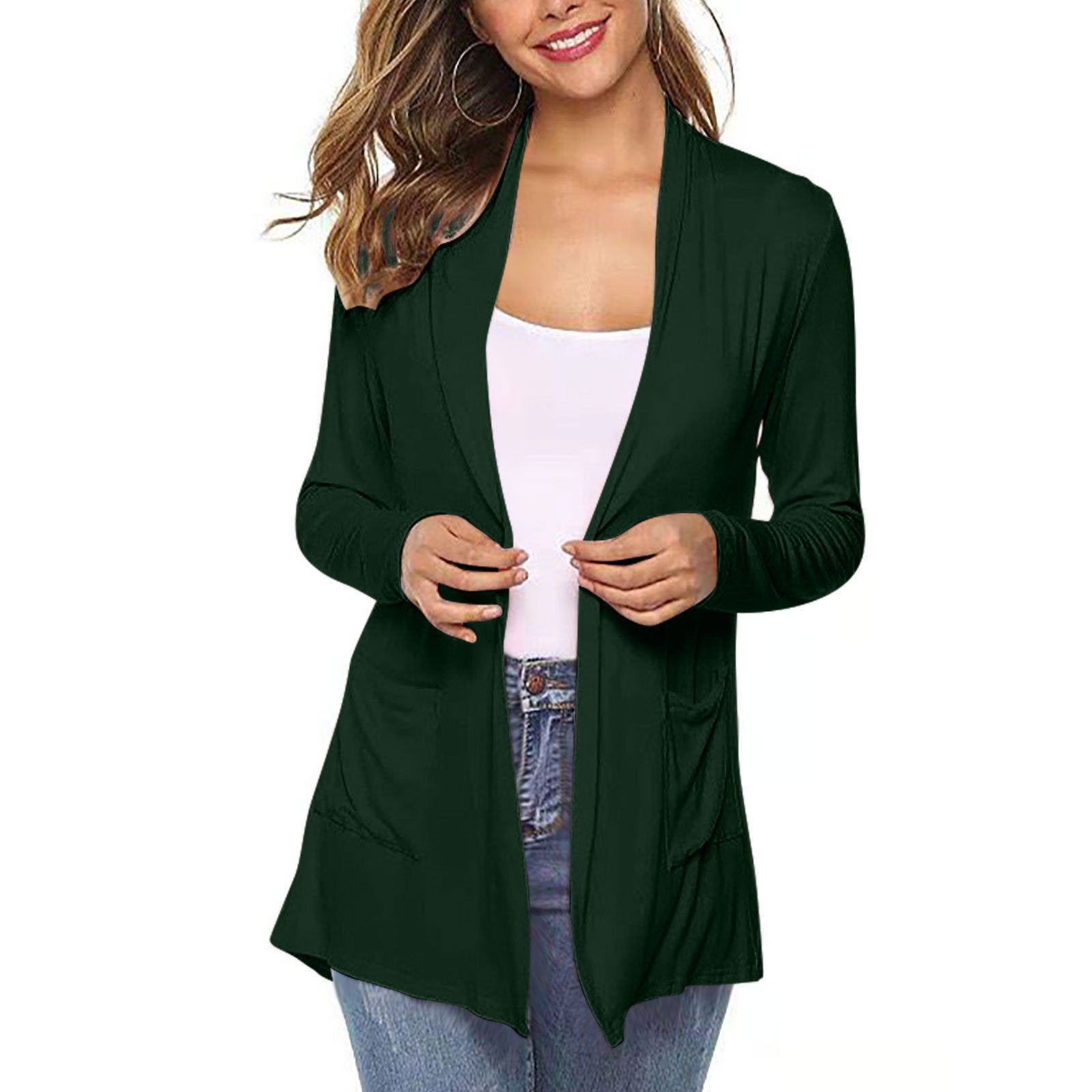Women's Casual Loose Long Sleeve Pocket Cardigan