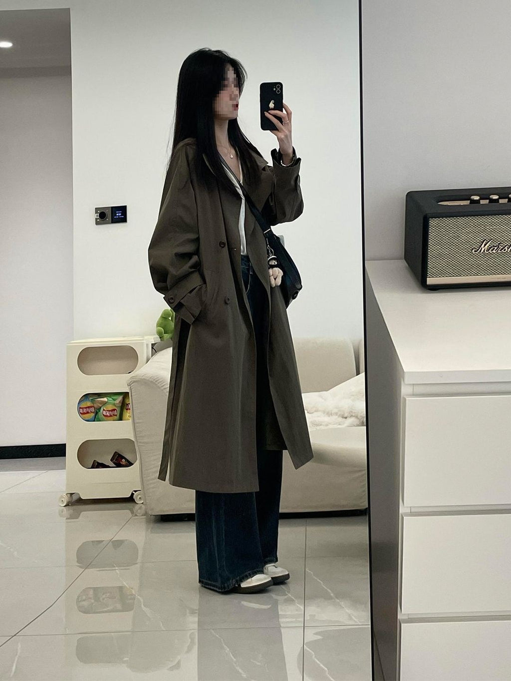 Korean Style Mid-length Trench Coat