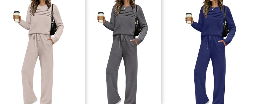 Women's Casual Elastic Waist Trousers Wide-leg Pants