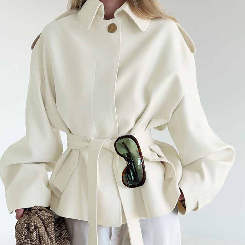Long Sleeve Cardigan Trench Coat Design Sense Temperament Leisure