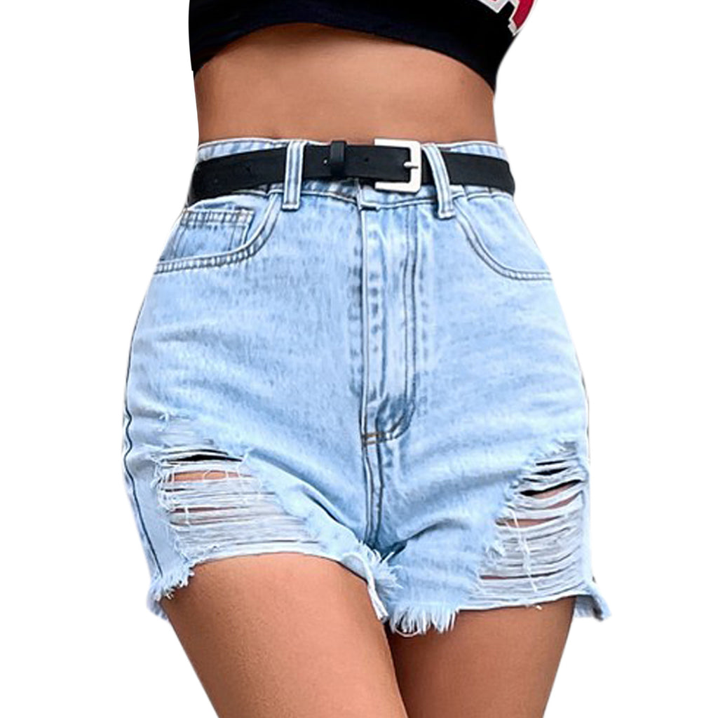 Fashionable High-Waisted Denim Ripped Women's Shorts