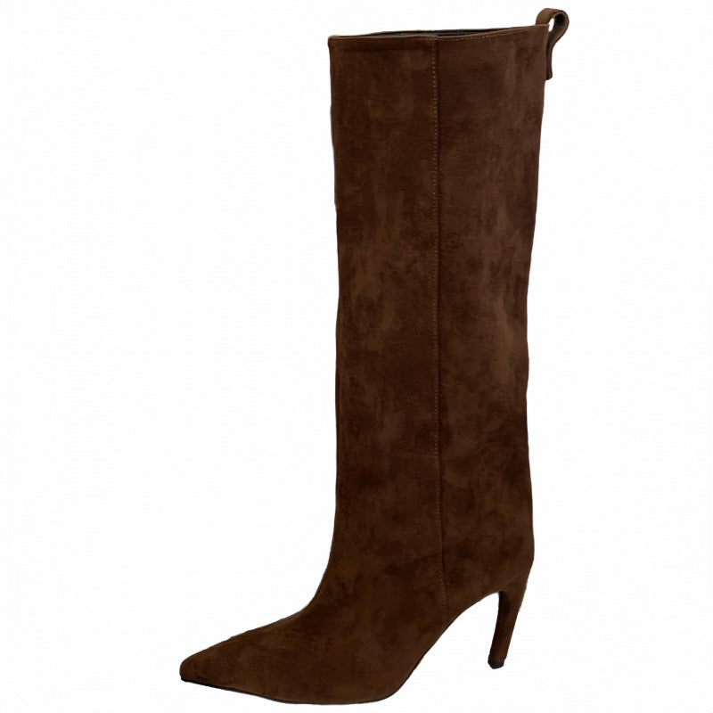 European And American Style Fashion Pointed High Boots Simple And Elegant
