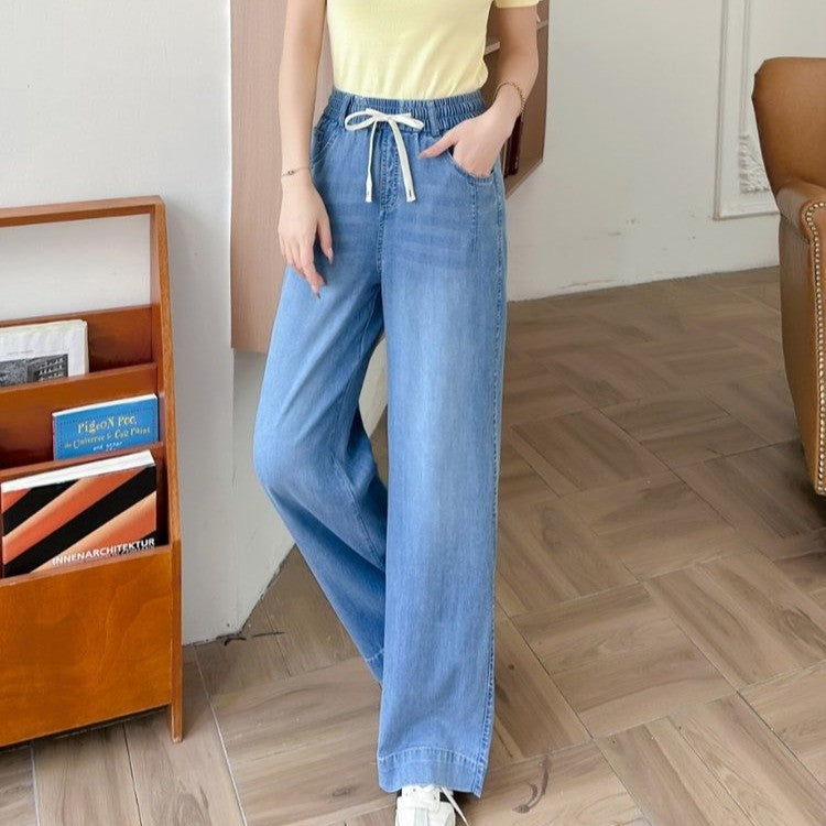 New Arrival Summer Thin Stretch Straight Elastic Denim Jeans In Lyocell Tencel
