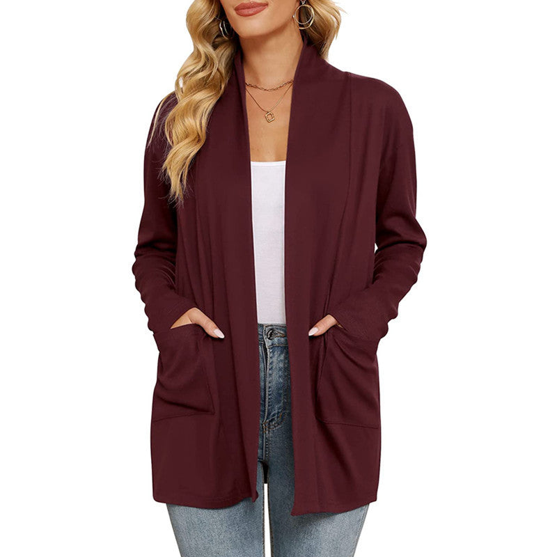 Women's Casual Loose Long Sleeve Pocket Cardigan