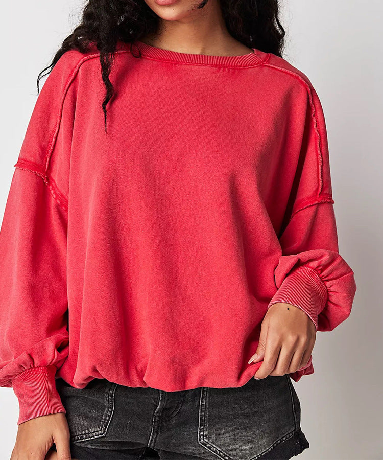 Multicolor Casual Loose-fit Long-sleeve Fringed Pullover Hoodie For Women