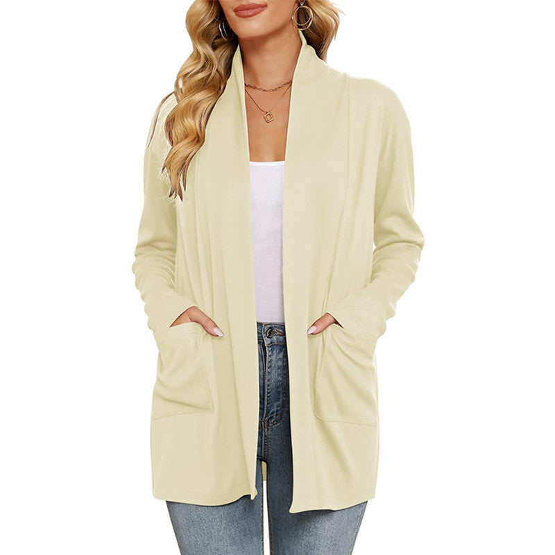 Women's Casual Loose Long Sleeve Pocket Cardigan