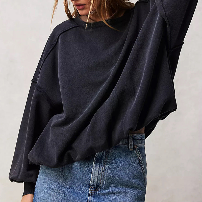 Multicolor Casual Loose-fit Long-sleeve Fringed Pullover Hoodie For Women